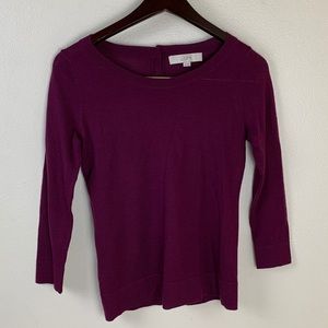 Loft Top Size XS purple knit sweater quarter sleeve